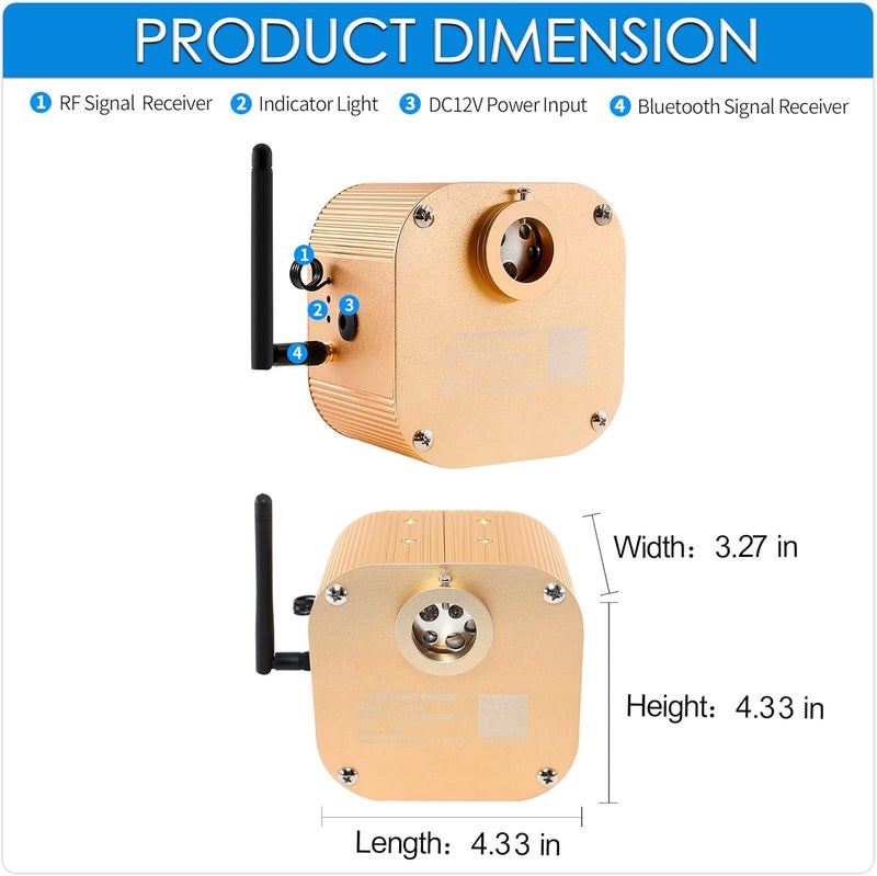 ATOKEE Store 16W Twinkle Fiber Optic Light Box, Bluetooth App/RF Remote Control for Starlight Headliner, Car Plug & Power Adapter, PG Connector & 3 Drill Bits - Image 2